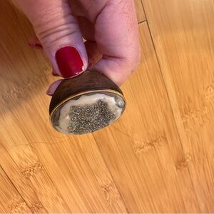 Carol Brodie rarities druzy quartz sterling wooden ring sz 9